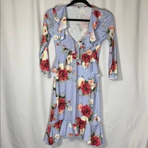 Flora dress ruffle v neck size 4 by Missguided